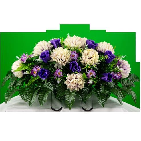 Lavender Cream Mum and Purple Rose