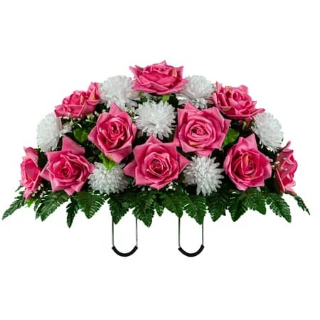 Beauty Pink Open Rose with White Mum