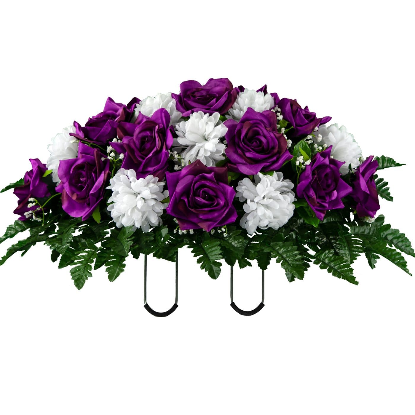 Purple Open Rose with White Mum