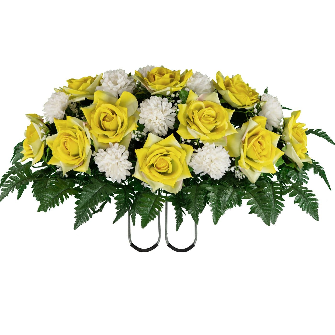 Yellow Open Rose with White Mum