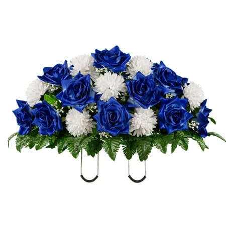 Sapphire Blue Open Rose with White Mum