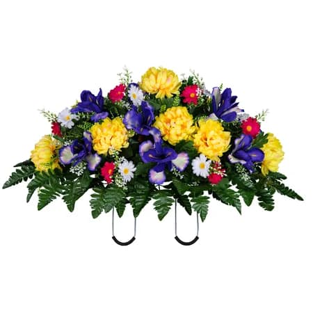 Yellow Mum and Purple Iris