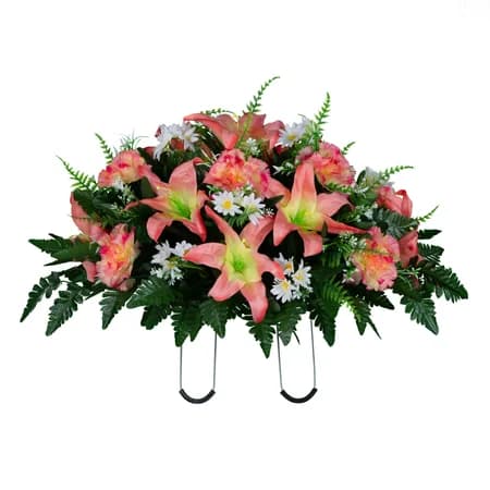 Peach Lily and Carnation with White Daisies