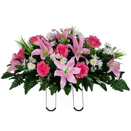 Pink Lily and Rose with Daisies