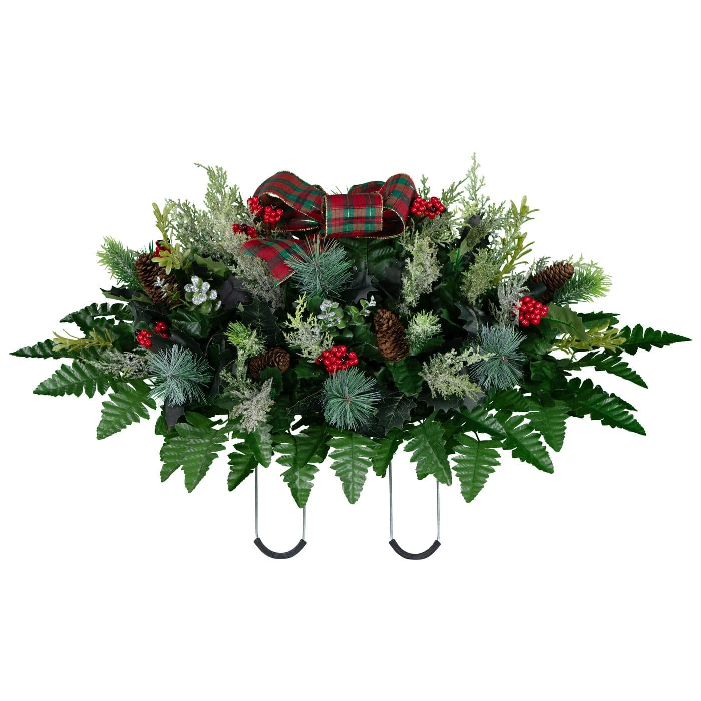 Christmas Evergreen Saddle with Plaid Bow