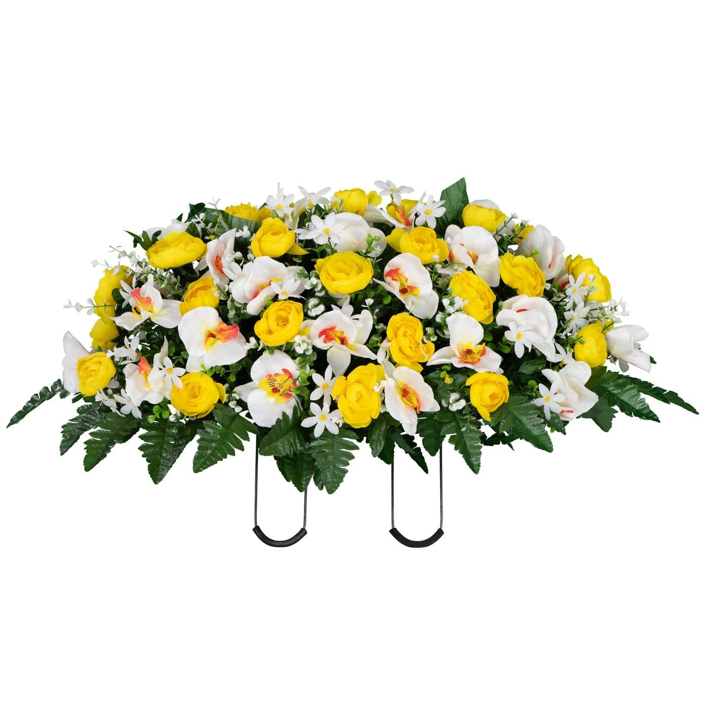 Yellow Cabbage Rose and White Orchid