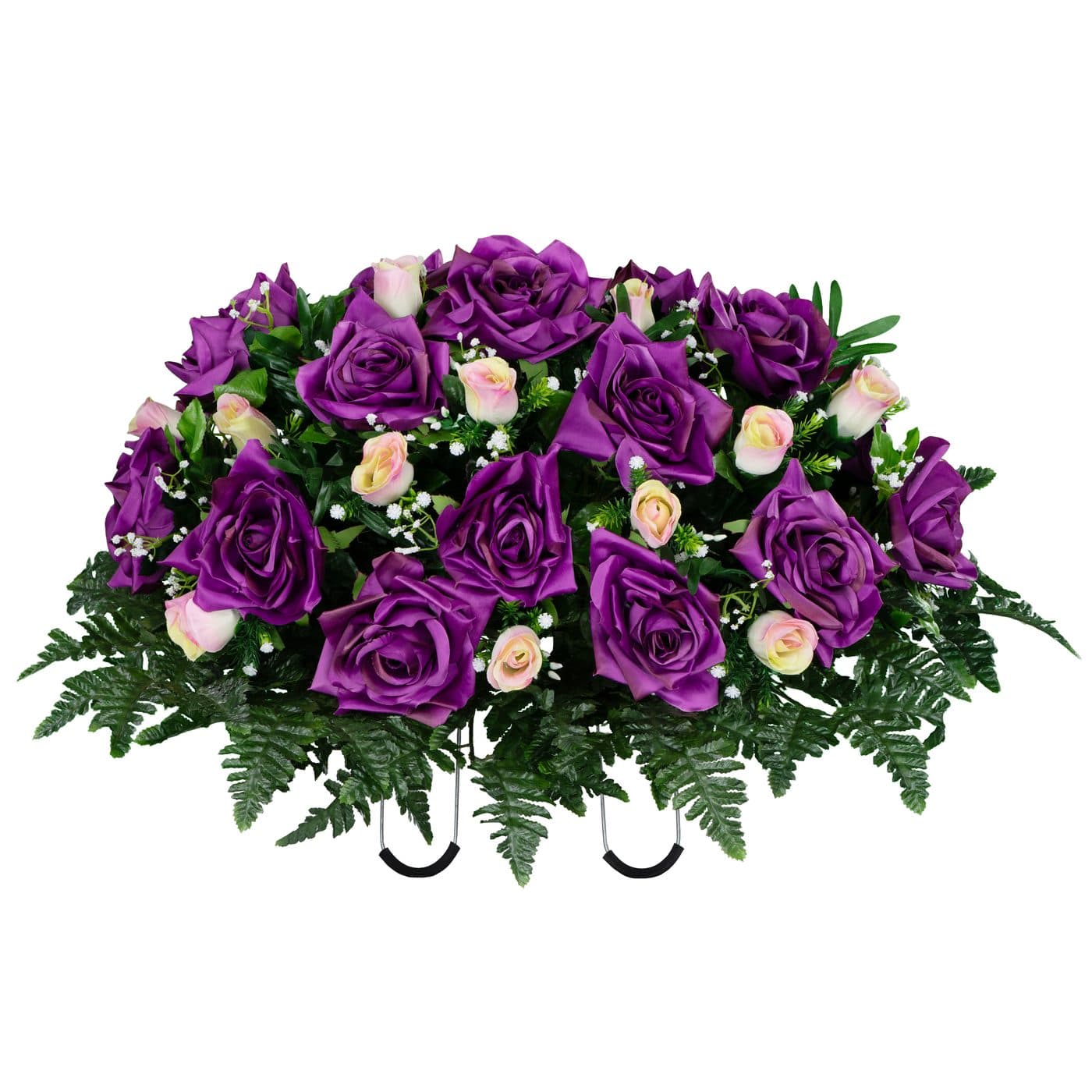 Purple Open Roses and Cream Pink Rose Buds