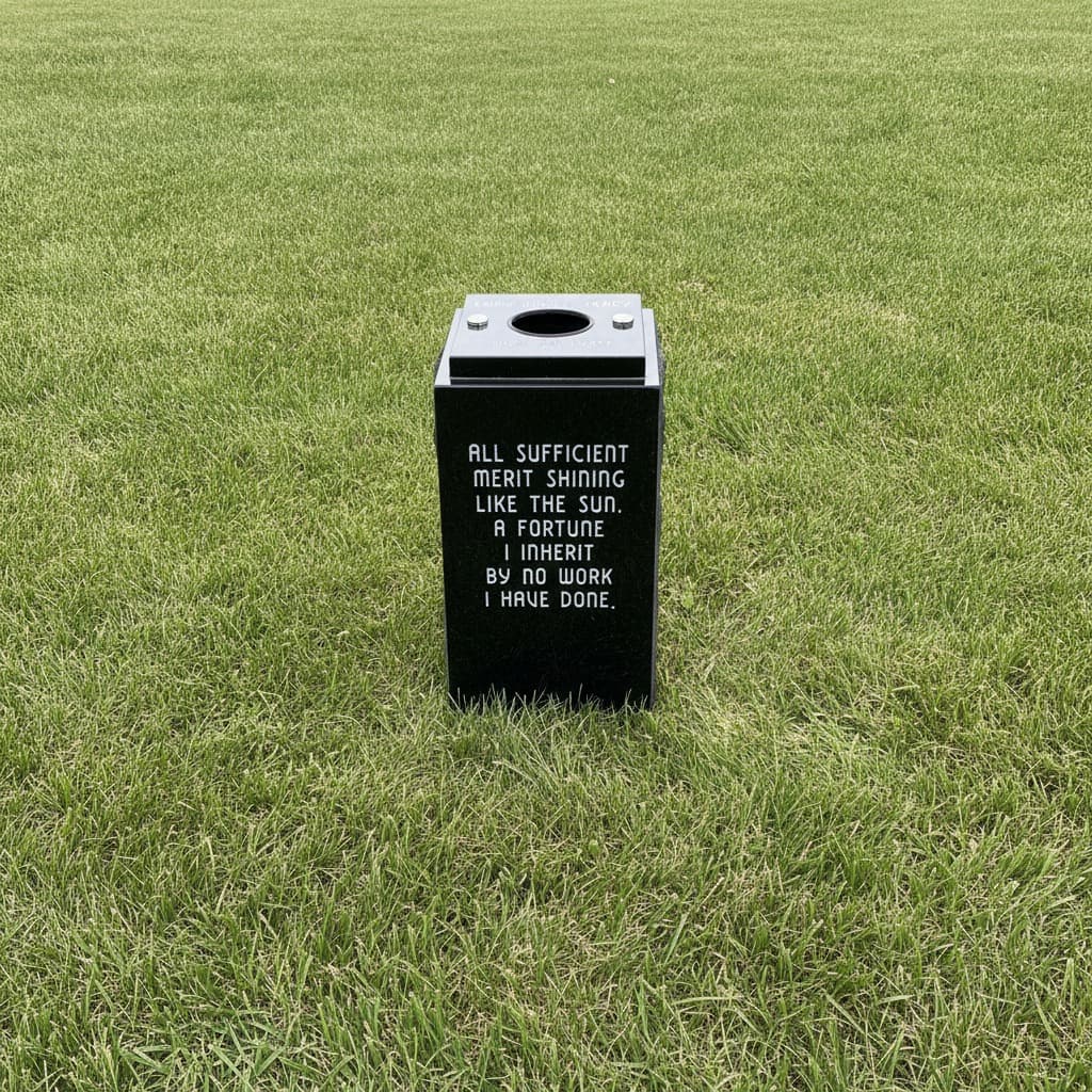 Cremation memorial on short grass