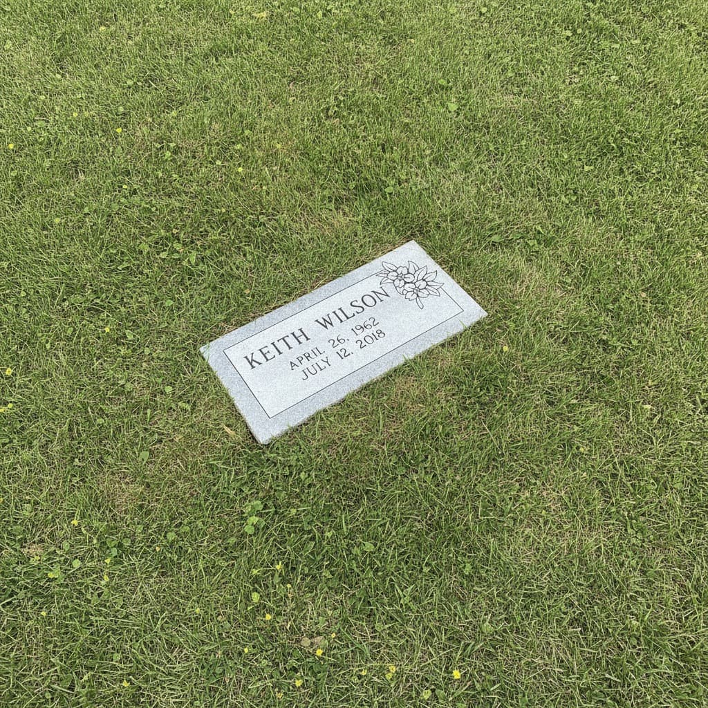 Grave marker on short grass