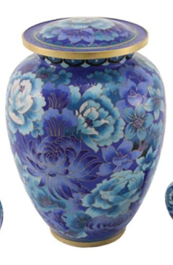 Cloisonne Floral Blue Urn — Cloisonne Urn